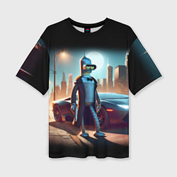 Футболка оверсайз женская Бендер с пистолетом - Нью-Йоркская мафия, цвет: 3D-принт