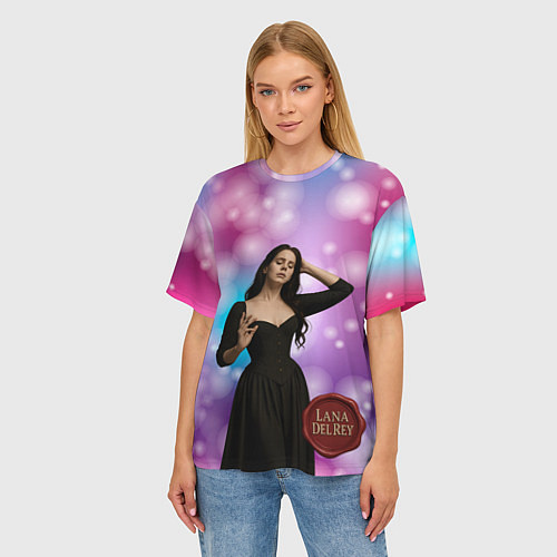 Женская футболка оверсайз Lana Del Rey закрыла глаза / 3D-принт – фото 3