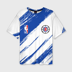 Футболка оверсайз женская Клипперс - синяя краска, цвет: 3D-принт