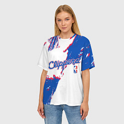 Футболка оверсайз женская Клипперс - разлитая краска, цвет: 3D-принт — фото 2