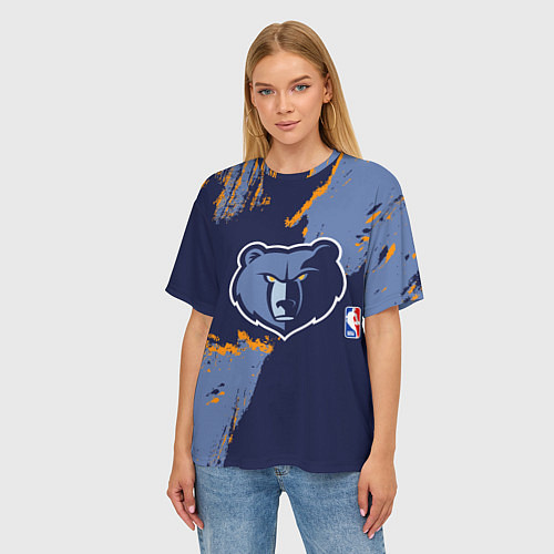Женская футболка оверсайз Мемфис Гриззлис - логотип команды / 3D-принт – фото 3