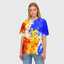 Футболка оверсайз женская Doom битва огня, цвет: 3D-принт — фото 2