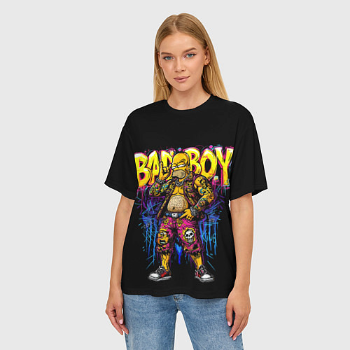 Женская футболка оверсайз Гомер плохой парень / 3D-принт – фото 3