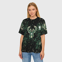 Футболка оверсайз женская Милуоки Бакс - баскетбол, цвет: 3D-принт — фото 2