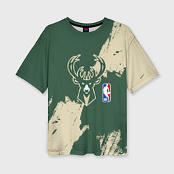 Футболка оверсайз женская Милуоки Бакс - разлитая краска, цвет: 3D-принт