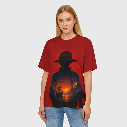 Женская футболка оверсайз Ванпис - двойная экспозиция / 3D-принт – фото 3