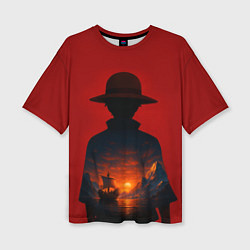 Футболка оверсайз женская Ванпис - двойная экспозиция, цвет: 3D-принт