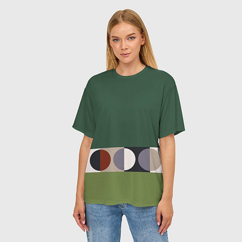 Женская футболка оверсайз Луна Малевича сосновый зеленый / 3D-принт – фото 3