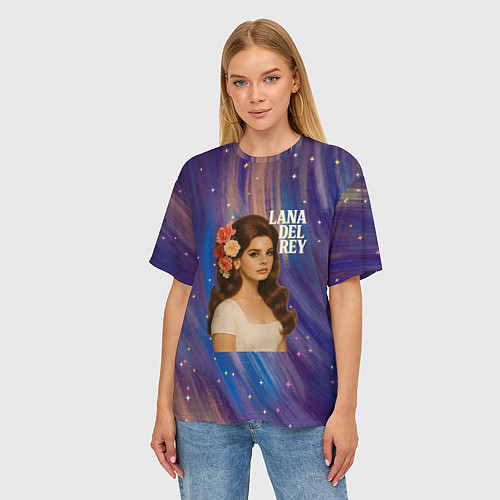 Женская футболка оверсайз Lana Del Rey с цветами в волосах / 3D-принт – фото 3