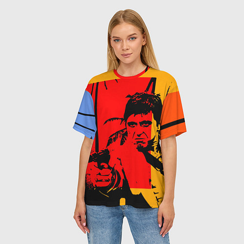 Женская футболка оверсайз Tony Montana / 3D-принт – фото 3