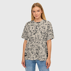Футболка оверсайз женская Иероглифы маори, цвет: 3D-принт — фото 2