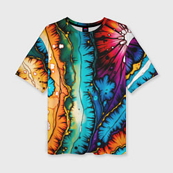 Футболка оверсайз женская Разноцветный узор, цвет: 3D-принт