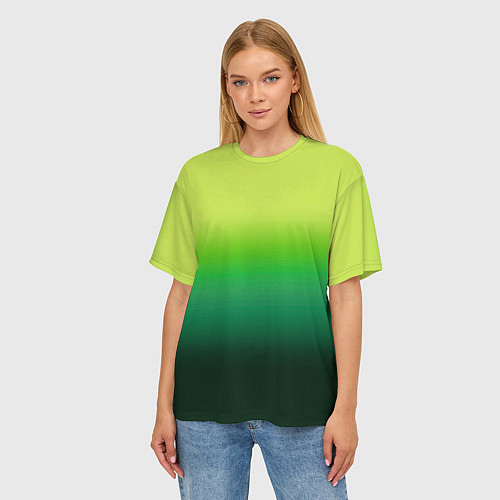 Женская футболка оверсайз Градиент укропное зеленое омбре / 3D-принт – фото 3