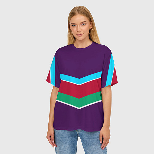 Женская футболка оверсайз Фиолетовый с полосами / 3D-принт – фото 3