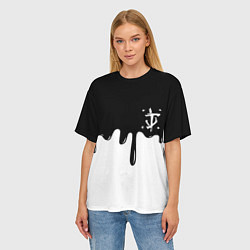 Футболка оверсайз женская Doom logo жидкие краски, цвет: 3D-принт — фото 2