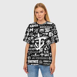 Футболка оверсайз женская Doom логотипы всех игр, цвет: 3D-принт — фото 2