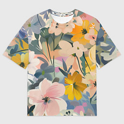Женская футболка оверсайз Цветы цветочки