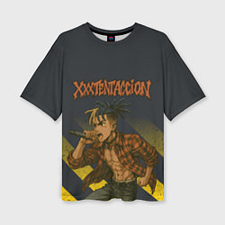 Футболка оверсайз женская XXXTentacion с микрофоном в аниме стиле, цвет: 3D-принт