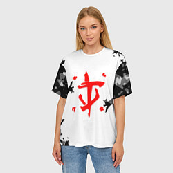 Футболка оверсайз женская Doom лого камуфляж текстура, цвет: 3D-принт — фото 2