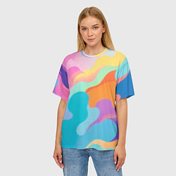 Футболка оверсайз женская Разноцветные красивые облака, цвет: 3D-принт — фото 2
