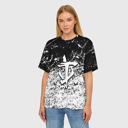 Женская футболка оверсайз Doom краски всплеск кисти / 3D-принт – фото 3