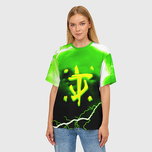 Женская футболка оверсайз Doom шторм кислотное лого / 3D-принт – фото 3