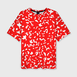 Футболка оверсайз женская Красный яркий камуфляж, цвет: 3D-принт