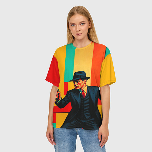 Женская футболка оверсайз Мужчина с пистолетом поп-арт / 3D-принт – фото 3