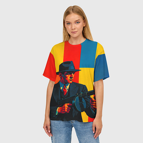 Женская футболка оверсайз Гангстер поп-арт / 3D-принт – фото 3