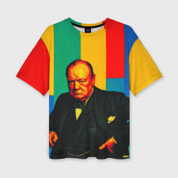 Футболка оверсайз женская Уинстон Черчилль поп-арт, цвет: 3D-принт