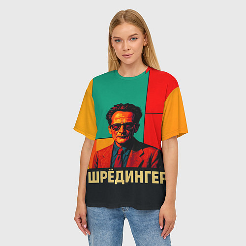 Женская футболка оверсайз Шредингер поп-арт / 3D-принт – фото 3