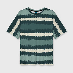 Футболка оверсайз женская Полосы зигзагообразные зеленые, цвет: 3D-принт