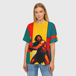 Футболка оверсайз женская Неандерталец поп-арт, цвет: 3D-принт — фото 2