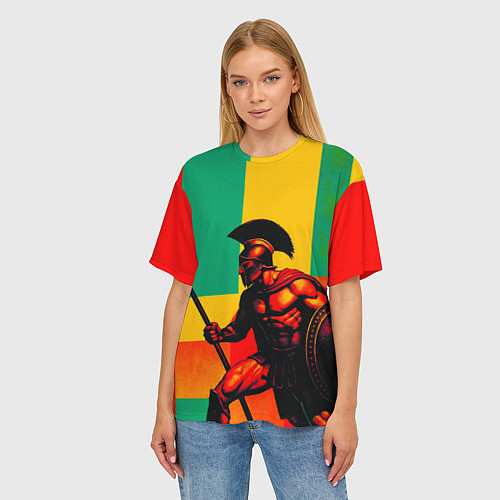Женская футболка оверсайз Спартанский воин поп-арт / 3D-принт – фото 3