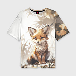 Футболка оверсайз женская Юный лисёнок, цвет: 3D-принт