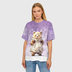 Футболка оверсайз женская Умилительный мишка, цвет: 3D-принт — фото 2