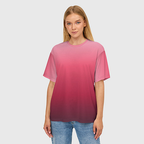 Женская футболка оверсайз Градиент гранатовый / 3D-принт – фото 3