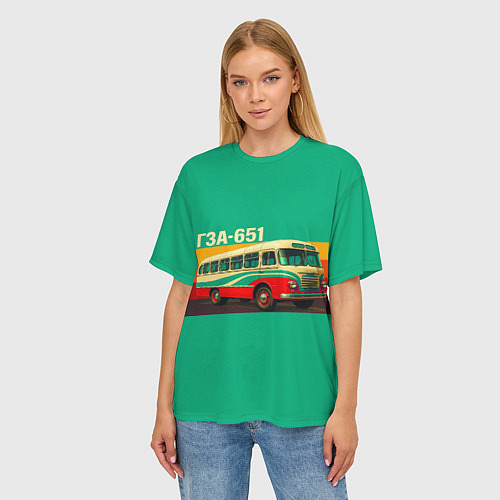 Женская футболка оверсайз Поп-арт автобус ГЗА-651 / 3D-принт – фото 3