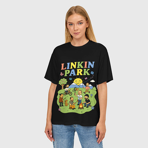Женская футболка оверсайз Linkin Park, мультяшный стиль / 3D-принт – фото 3