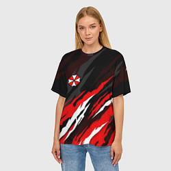 Футболка оверсайз женская Umbrella - красное пламя, цвет: 3D-принт — фото 2