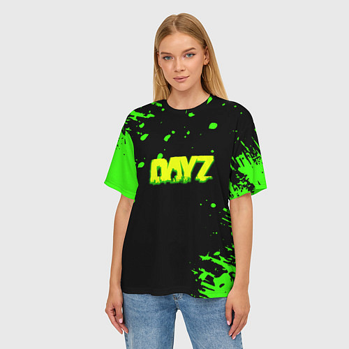 Женская футболка оверсайз Dayz кислотное краски логотип / 3D-принт – фото 3