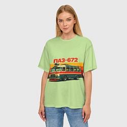 Футболка оверсайз женская Ретро автобус ПАЗ-672 поп-арт, цвет: 3D-принт — фото 2