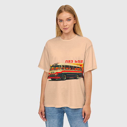 Женская футболка оверсайз ПАЗ 652 ретро автобус поп-арт / 3D-принт – фото 3