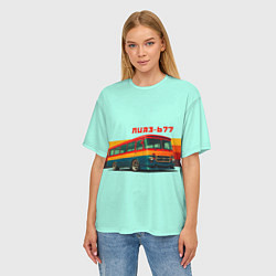 Футболка оверсайз женская Ретро автобус ЛИАЗ-677 поп-арт, цвет: 3D-принт — фото 2
