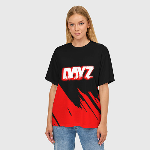 Женская футболка оверсайз Dayz штрихи красок / 3D-принт – фото 3