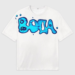 Футболка оверсайз женская Вода мерч логотип надпись, цвет: 3D-принт