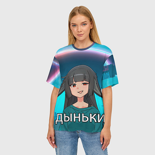 Женская футболка оверсайз Мияби дыньки мем ZZZ / 3D-принт – фото 3