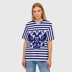 Футболка оверсайз женская ВМФ - герб России, цвет: 3D-принт — фото 2