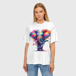 Футболка оверсайз женская Радужный слон, цвет: 3D-принт — фото 2