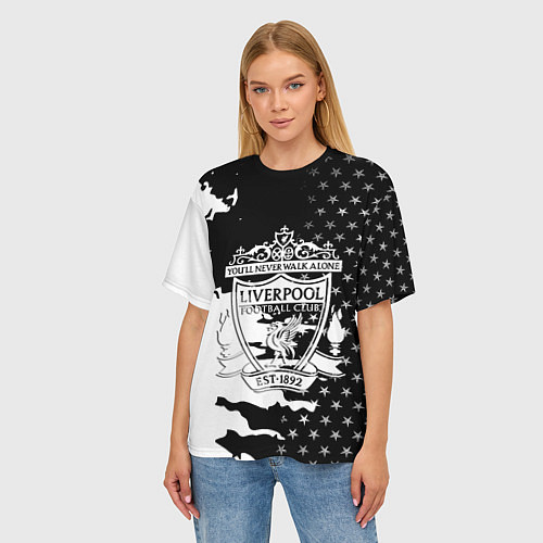 Женская футболка оверсайз Liverpool текстура спорт / 3D-принт – фото 3